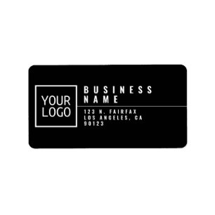 Your Logo Modern Stylised Black Return Address  Label