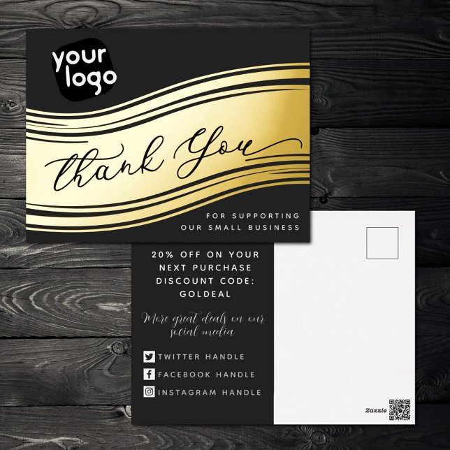 Your Logo Modern Thank You Real Foil Discount Card (Creator Uploaded)