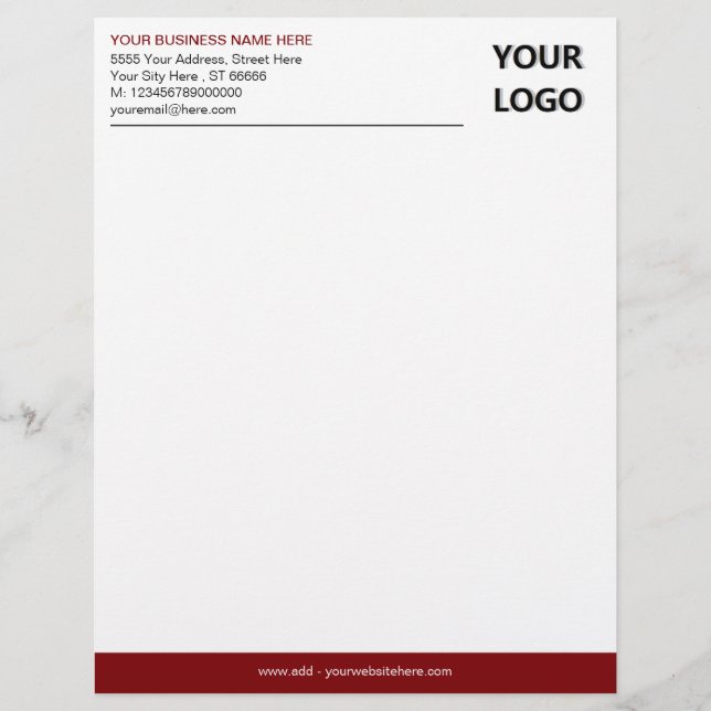 Your Logo Name Address Info and Colours Letterhead (Front)