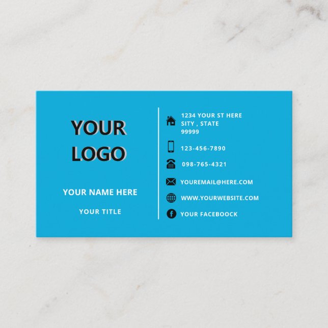 Your Logo Name Address Info Colours Business Card (Front)