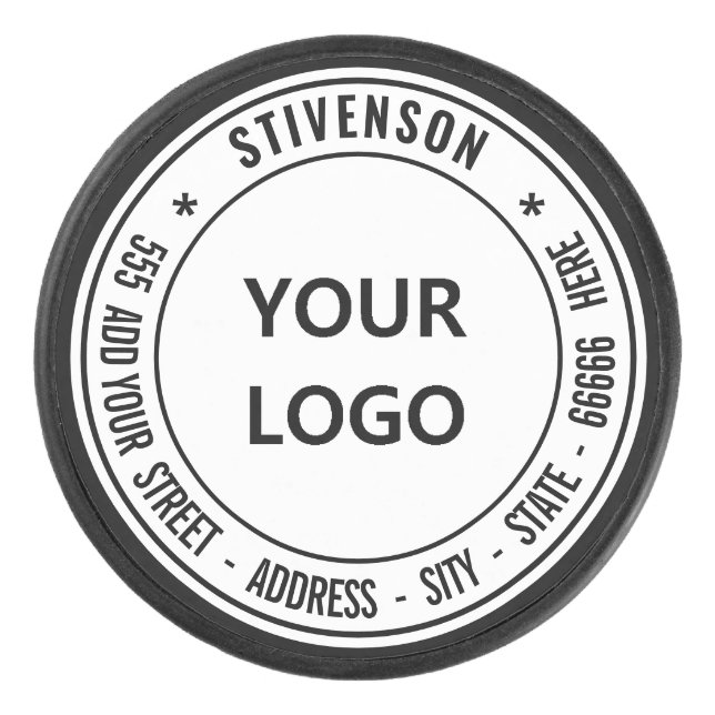 Your Logo Name Address or Custom Text Hockey Puck  (Front)