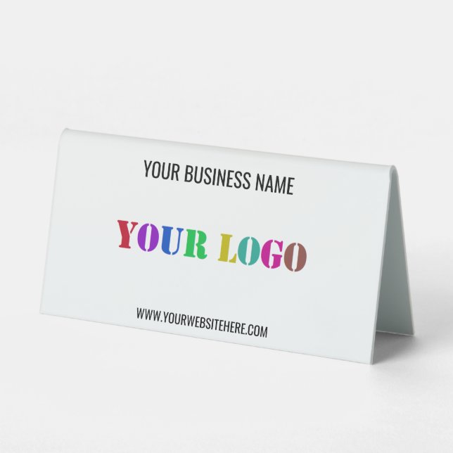 Your Logo Name Business Table Tent Sign Template (Front)