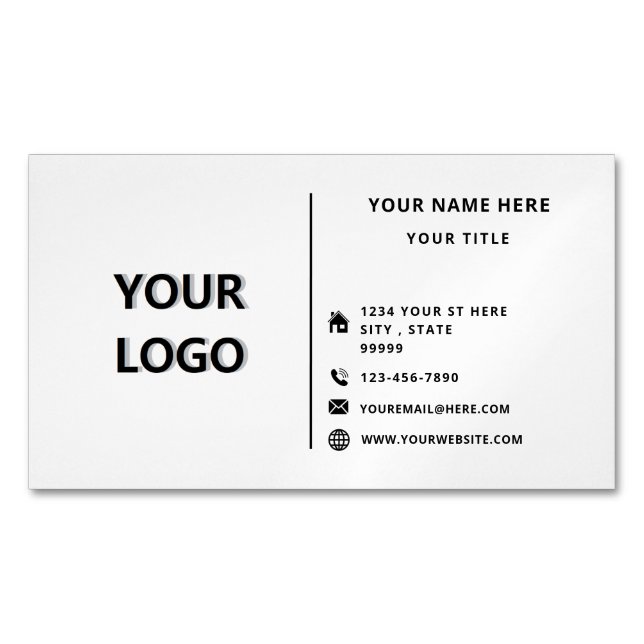 Your Logo Name Info Business Card Magnet Template (Front)