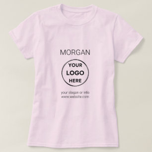 Your Logo Name Pink Business Staff Employee T-Shirt