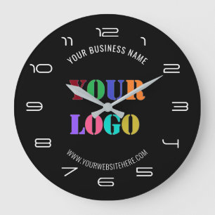 Your Logo Name Website Personalised Font / Colours Large Clock
