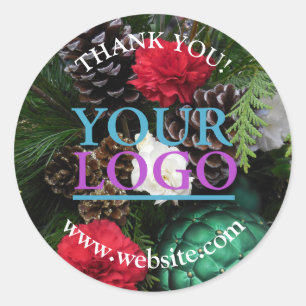 Your Logo, Name & Website Promo Christmas Classic Round Sticker