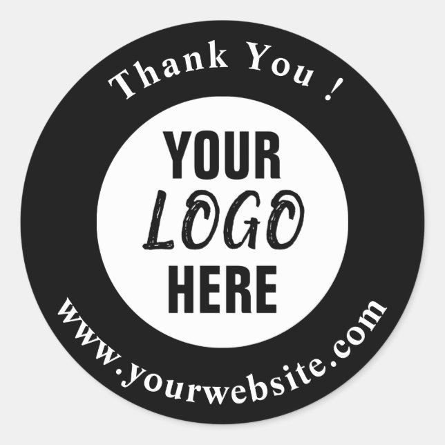 Your Logo, Name & Website Promo Classic Round Sticker (Front)