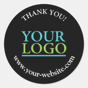 Your Logo, Name & Website Promo, DIY, Black Classic Round Sticker