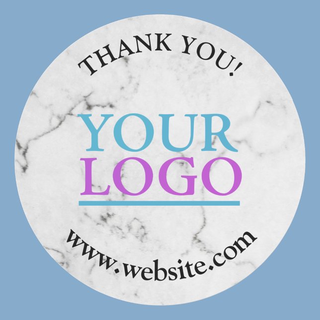 Your Logo, Name & Website Promo, Marble Classic Round Sticker (Creator Uploaded)