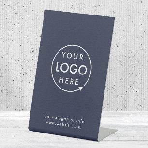 Your Logo   Navy Blue Business Corporate Pedestal Sign