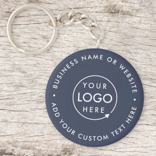 Your Logo   Navy Blue Business Website Promotional Key Ring