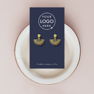 Your Logo   Navy Blue Modern Earring Display Card