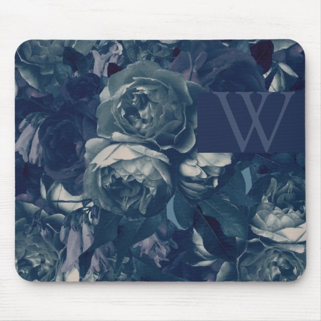 Your Logo Navy Rose Bouquet Mouse Mat (Front)