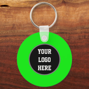 Your Logo Neon Green Elegant Yellow Business Key Ring