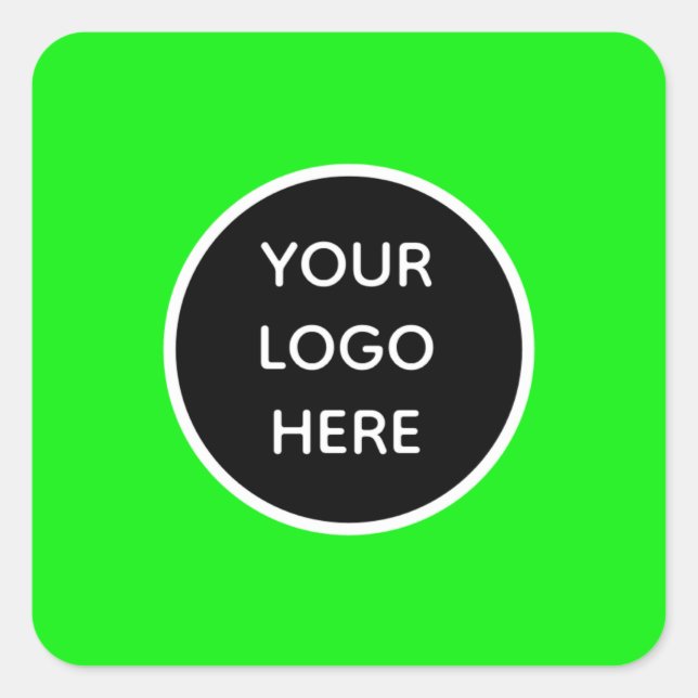 Your Logo Neon Green Elegant Yellow Business Square Sticker (Front)