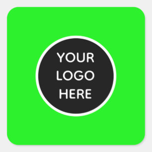 Your Logo Neon Green Elegant Yellow Business Square Sticker
