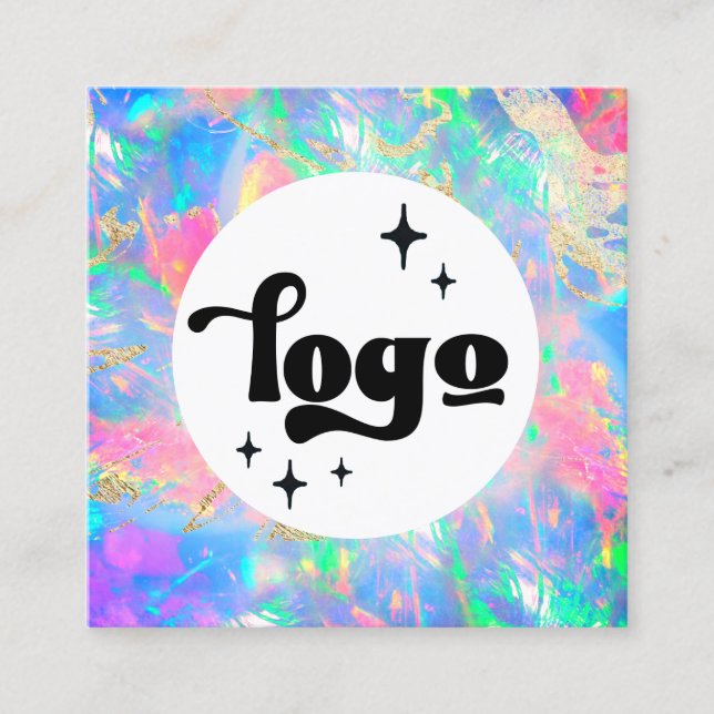 your logo neon opal  square business card (Front)