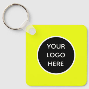 Your Logo Neon Yellow Elegant Yellow Business Key Ring