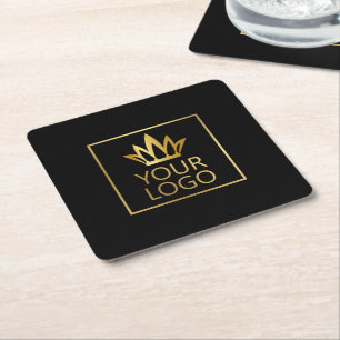 Your Logo on Any Colour Background Square Paper Coaster