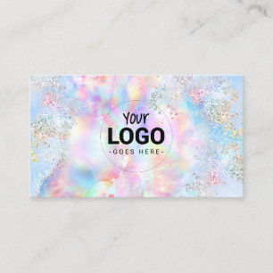 your logo on faux glitter faux iridescent business card