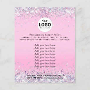 your logo on faux purple glitter background flyer