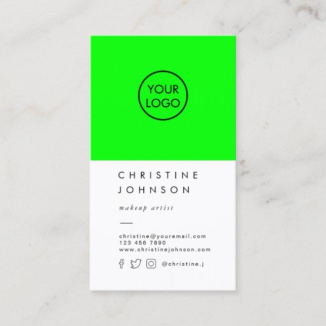 your logo on neon green business card (Front)