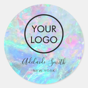 your logo on opal  classic round sticker