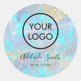 your logo on opal design classic round sticker