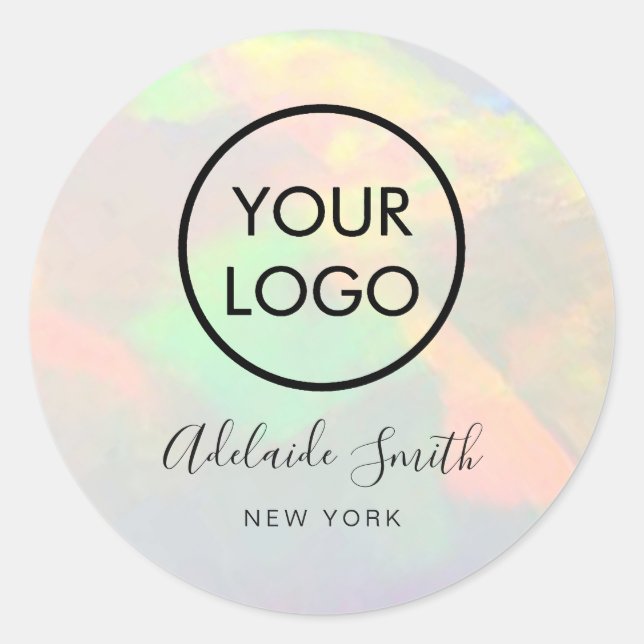 your logo on opal photo classic round sticker (Front)