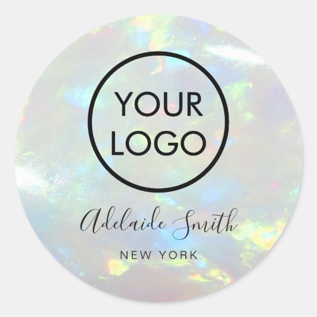 your logo on opal photo classic round sticker (Front)