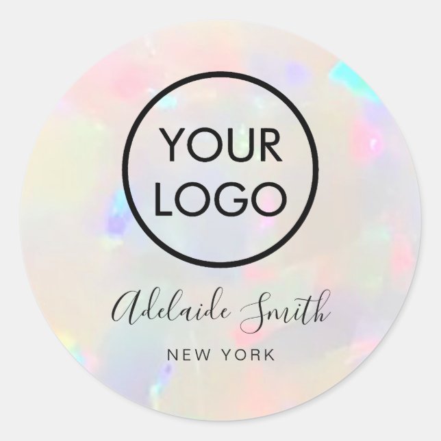 your logo on opal texture classic round sticker (Front)