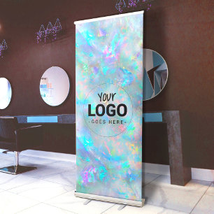 your logo on opal texture retractable banner
