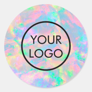 your logo on pastel opal classic round sticker