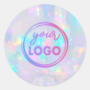 your logo on pastel opal gemstone classic round sticker