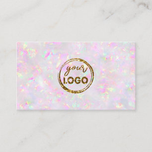 your logo on pastel opal mineral business card