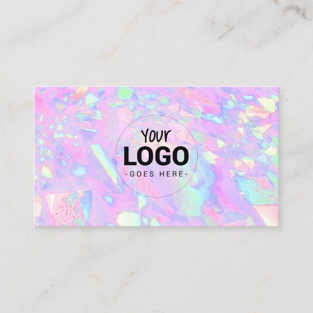 your logo on pink opal inspired texture  business card (Front)