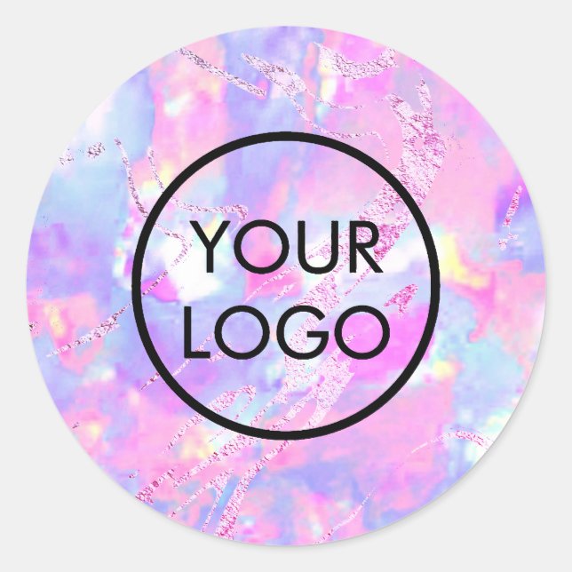 your logo on purple opal classic round sticker (Front)