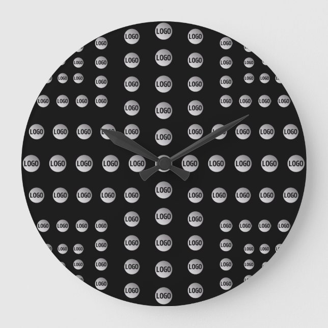 Your Logo or Any Image | Unique Modern Pattern  Large Clock (Front)