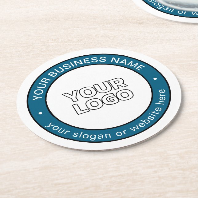 Your Logo or Design & Customisable Circular Text Round Paper Coaster (Angled)