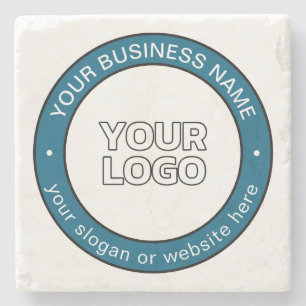Your Logo or Design & Customisable Circular Text Stone Coaster