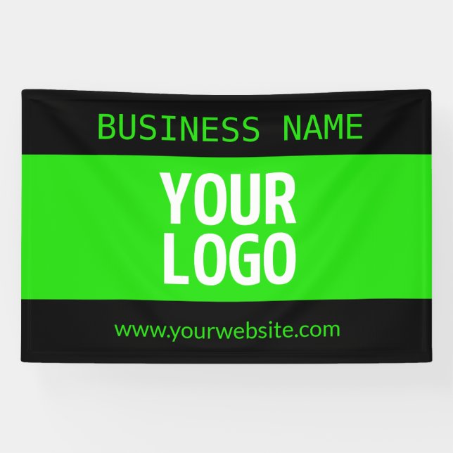 Your Logo or Image | Black & Bright Green Banner (Horizontal)