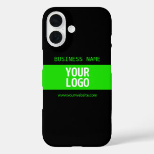 Your Logo or Image   Black & Bright Green iPhone 16 Case
