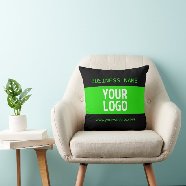 Your Logo or Image | Black & Bright Green Cushion (Chair)