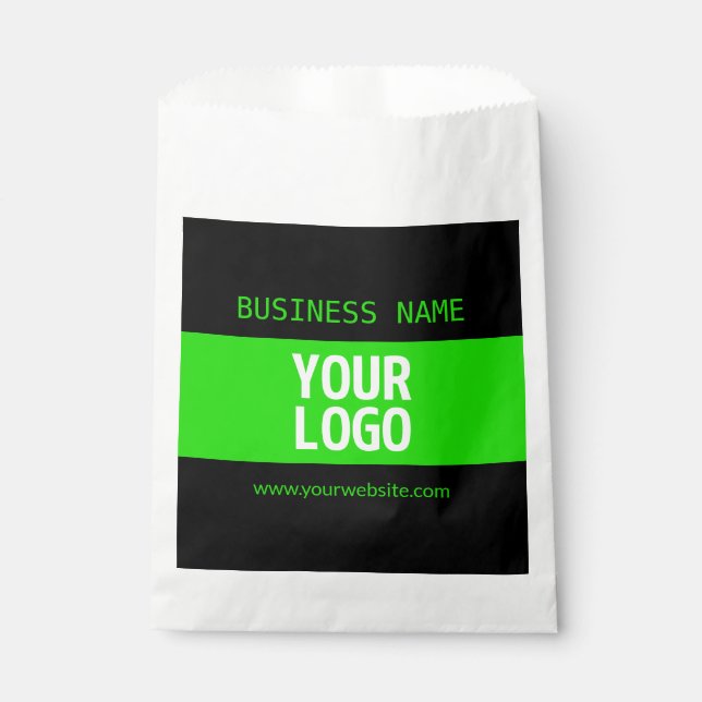 Your Logo or Image | Black & Bright Green Favour Bags (Front)