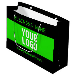 Your Logo or Image Black & Bright Green Large Gift Bag