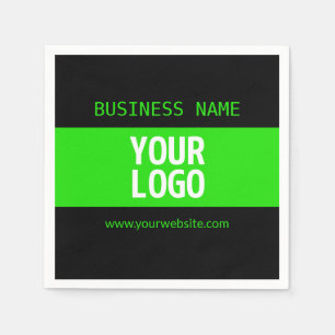 Your Logo or Image   Black & Bright Green Napkin
