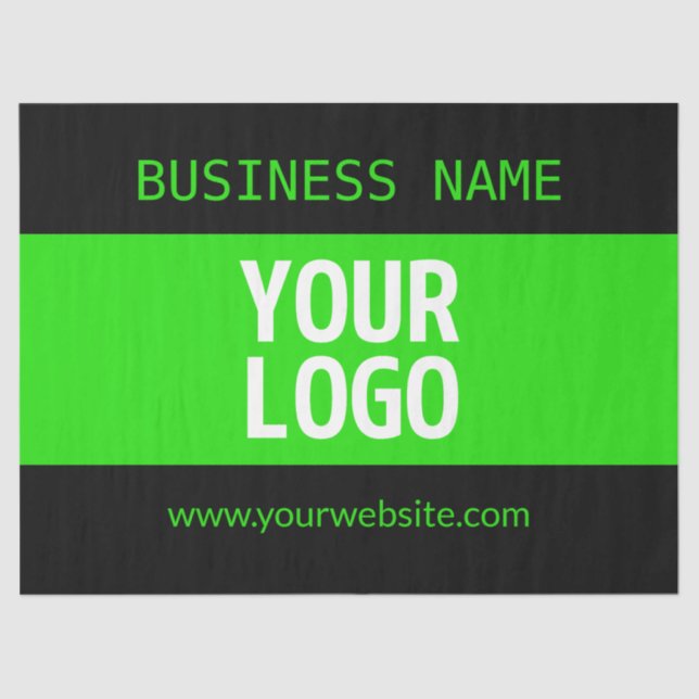 Your Logo or Image | Black & Bright Green Tissue Paper (Front)