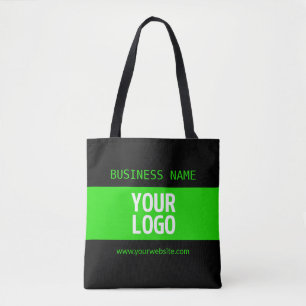 Your Logo or Image   Black & Bright Green Tote Bag