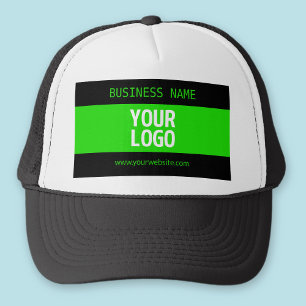 Your Logo or Image   Black & Bright Green Trucker Hat