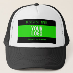 Your Logo or Image   Black & Bright Green Trucker Hat